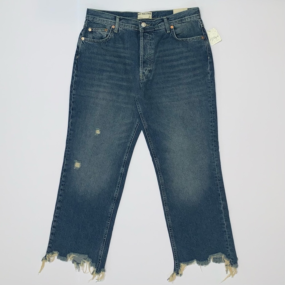 Free People Women’s Maggie Mid-Rise Distressed Denim Jeans-Size 30 New